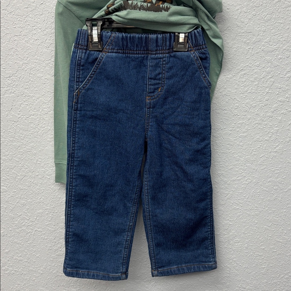 NWT Carhartt Kids Sz 24mo Mint Dog Graphic LSS and Matching Denim Pant Set - Picture 5 of 9